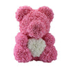 40cm Pink Rose Bear with White Heart